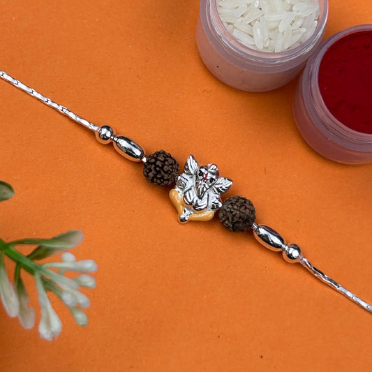 Silver Ganpati Rudraksha Rakhi