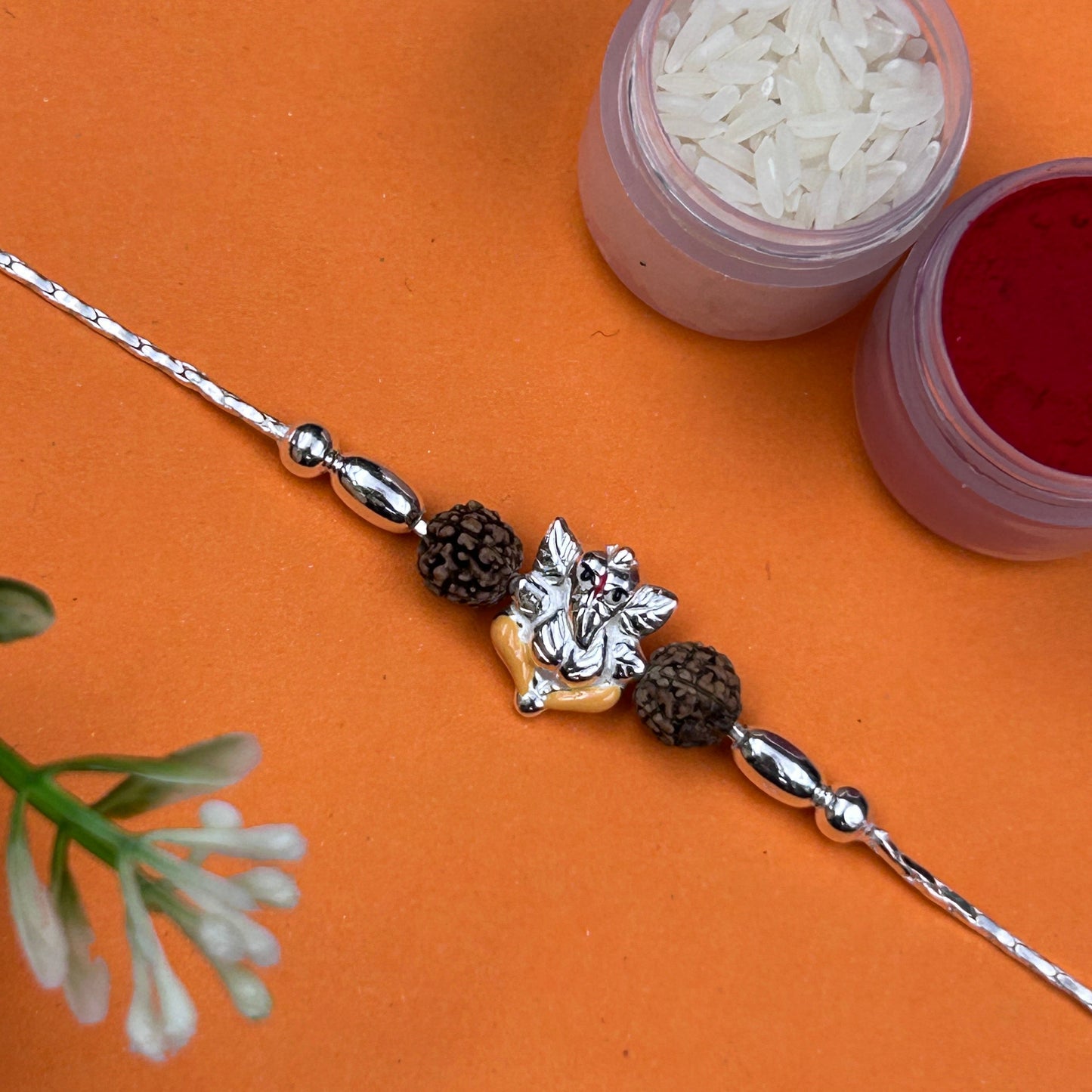 Silver Ganpati Rudraksha Rakhi
