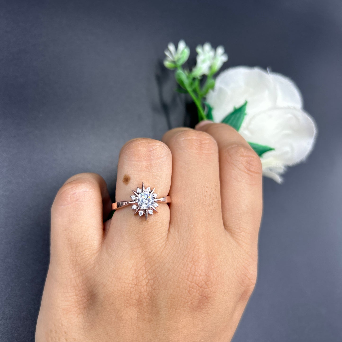 Star Rose Gold Silver Ring