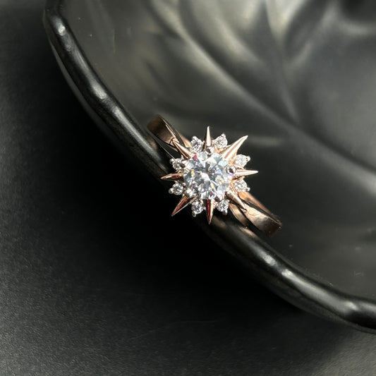 Star Rose Gold Silver Ring