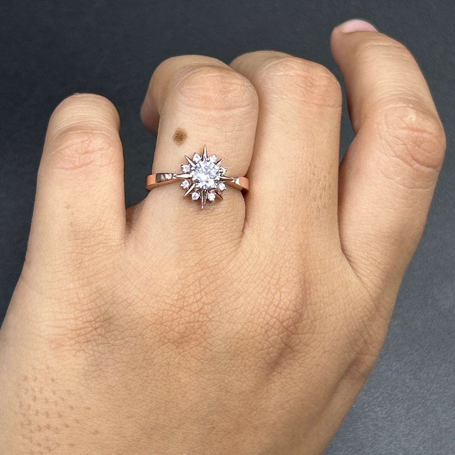 Star Rose Gold Silver Ring