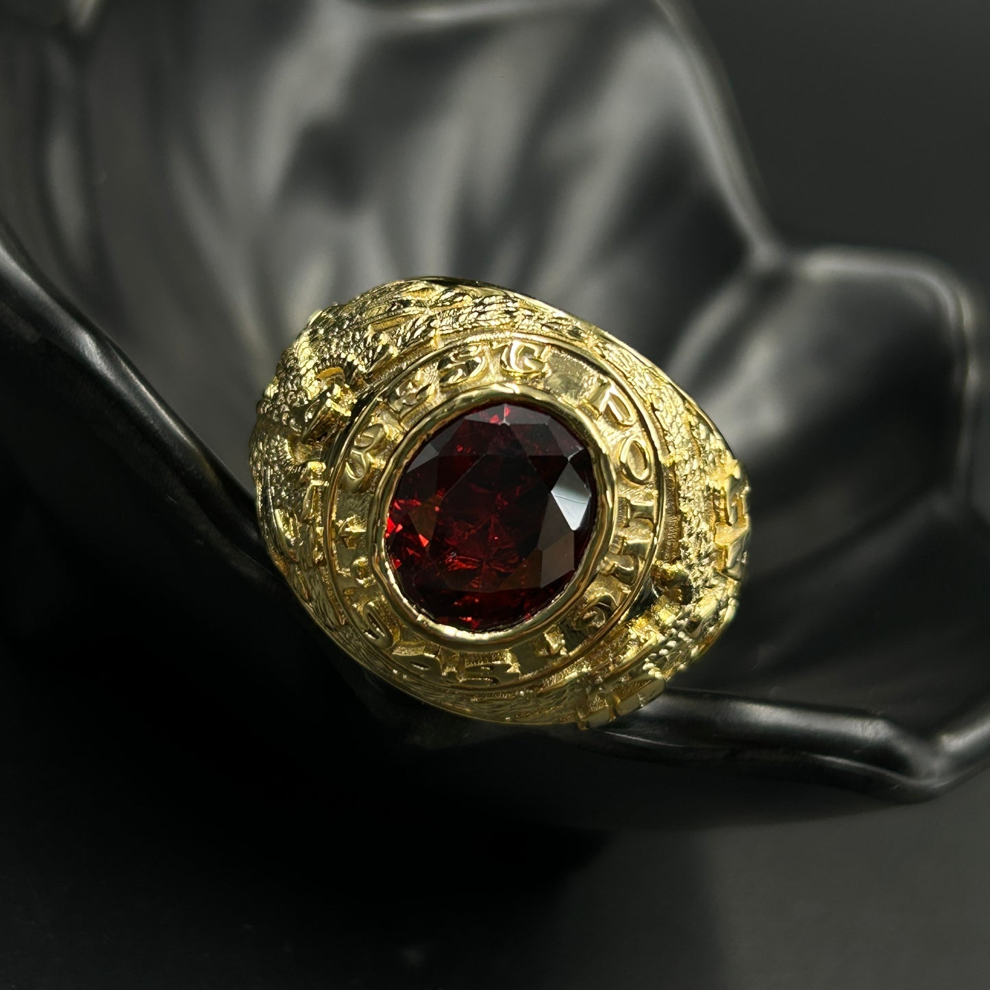 Garnet Ring - Men's Silver Ring
