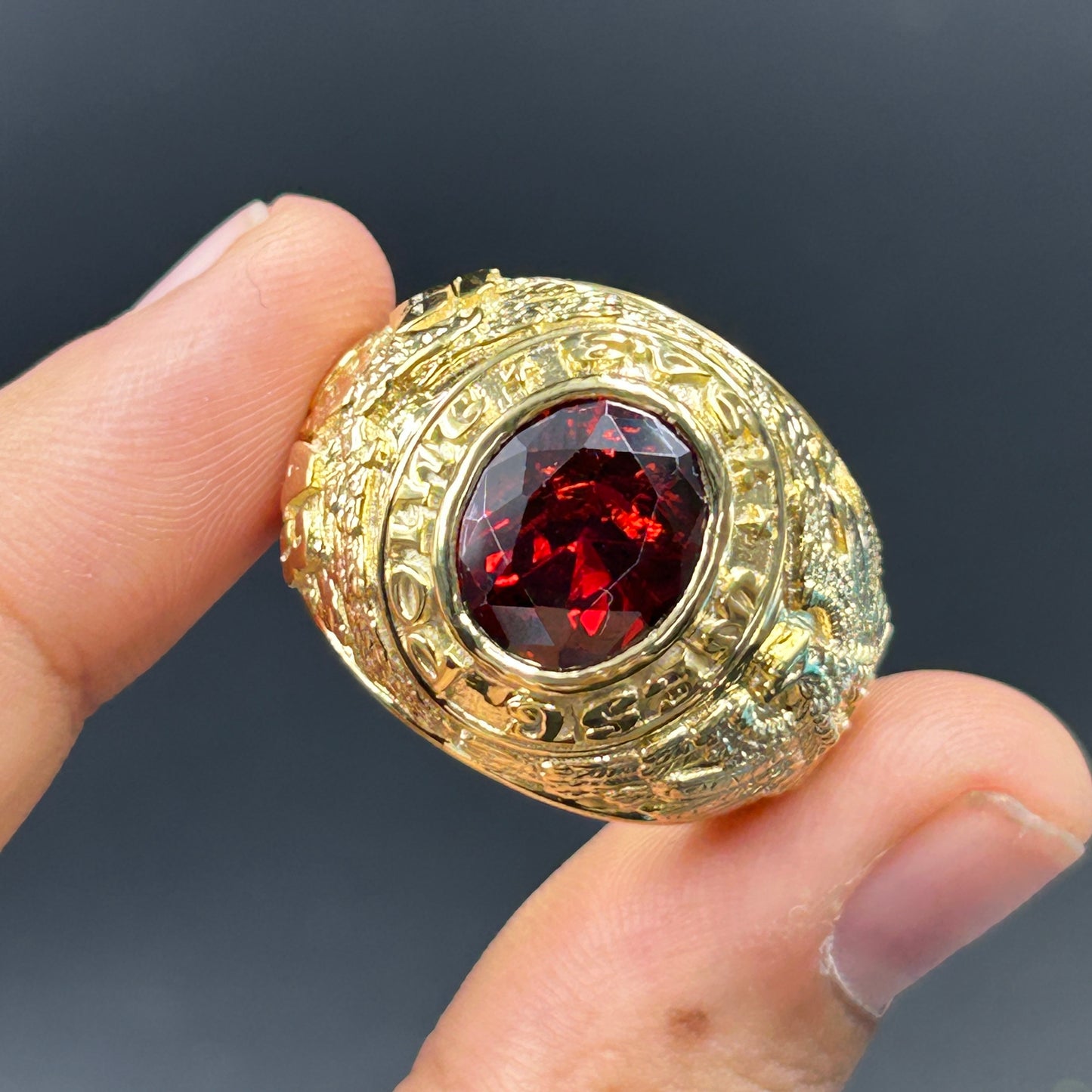 Garnet Ring - Men's Silver Ring