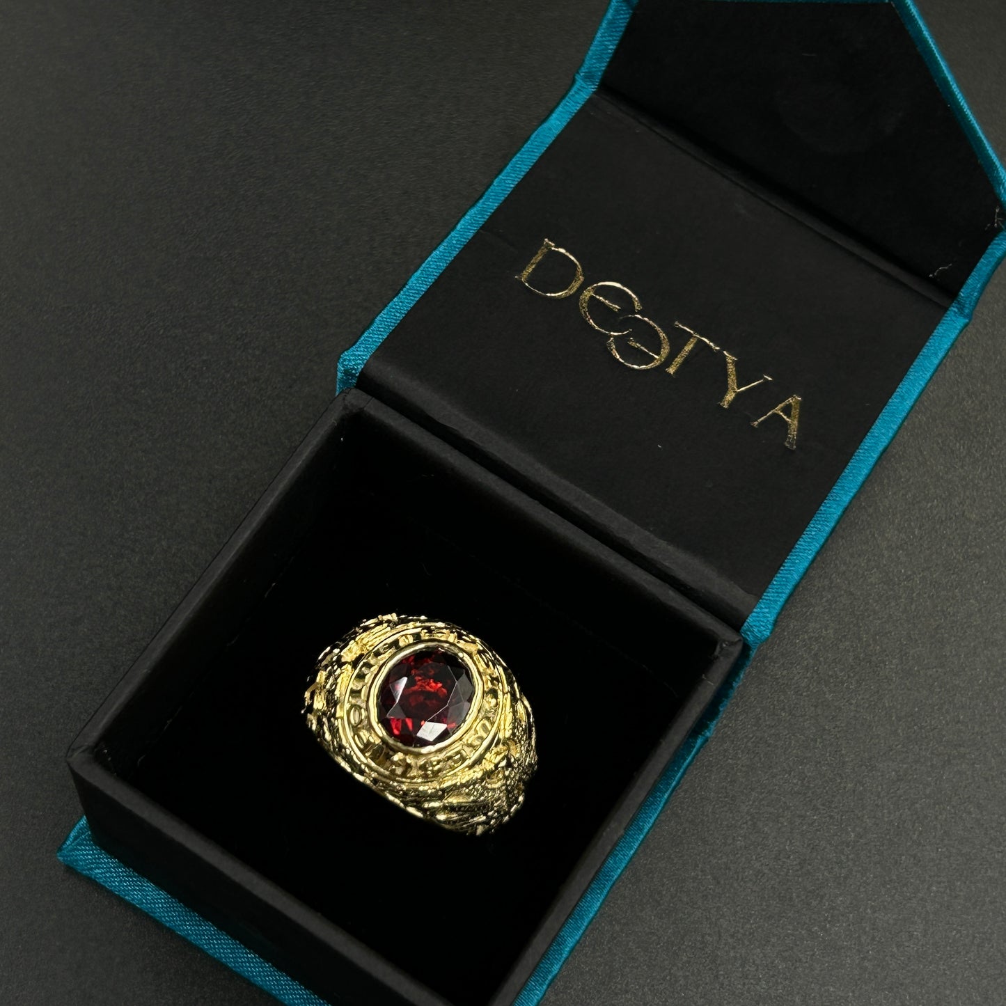 Garnet Ring - Men's Silver Ring