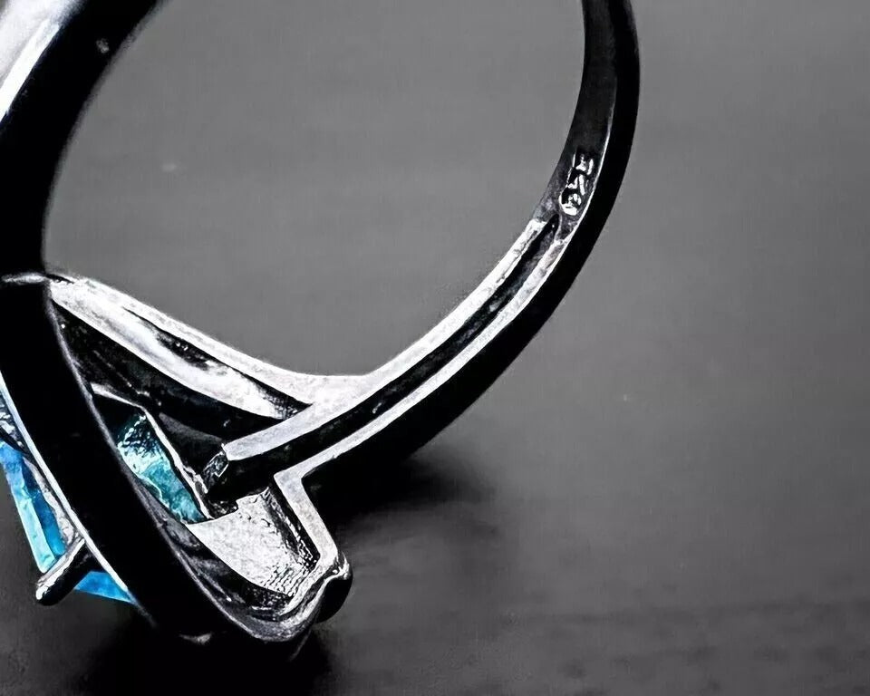 Blue Sapphire Ring - Pure Silver