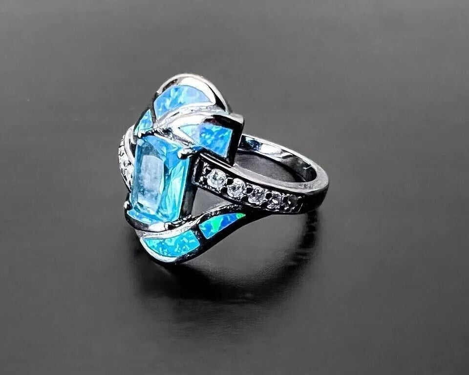 Blue Sapphire Ring - Pure Silver