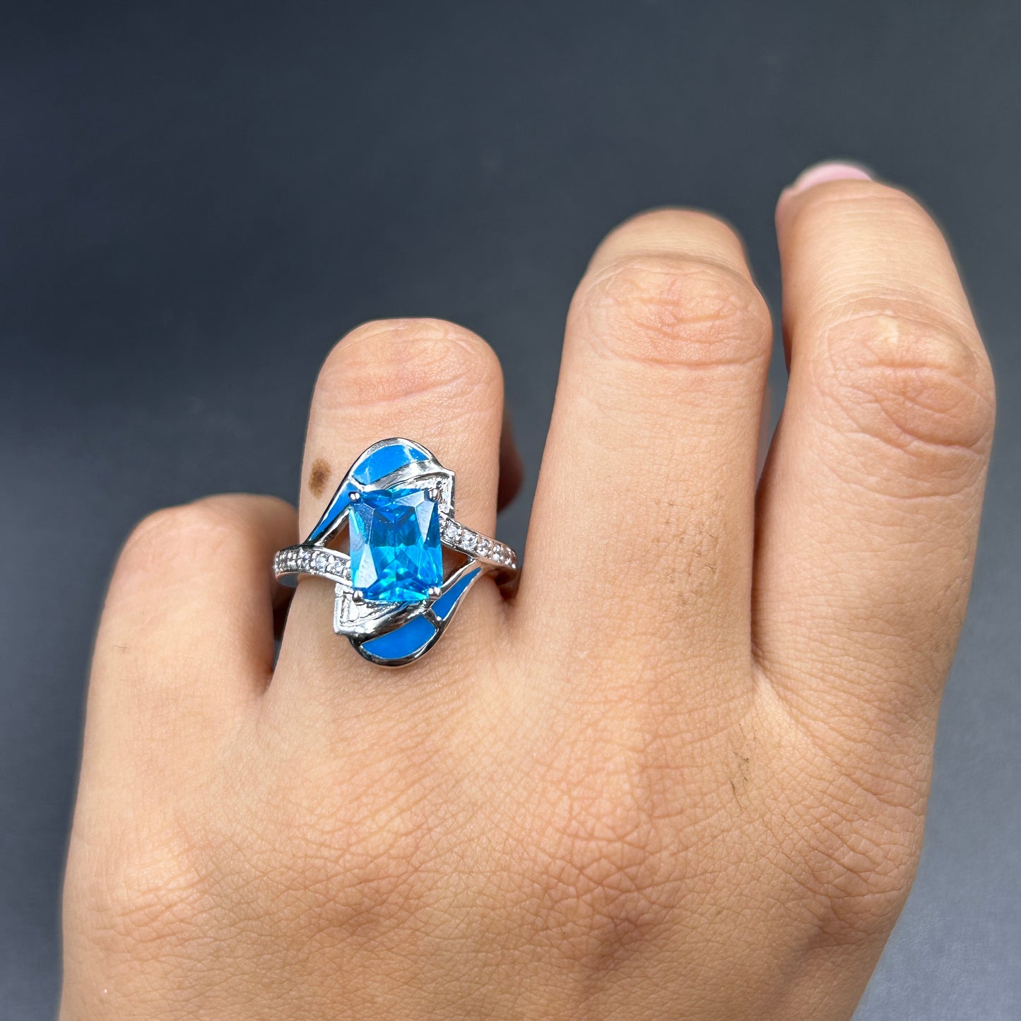 Blue Sapphire Ring - Pure Silver