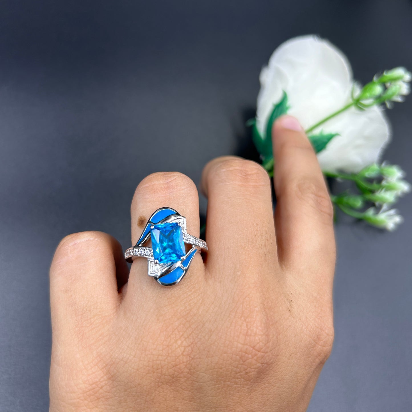 Blue Sapphire Ring - Pure Silver