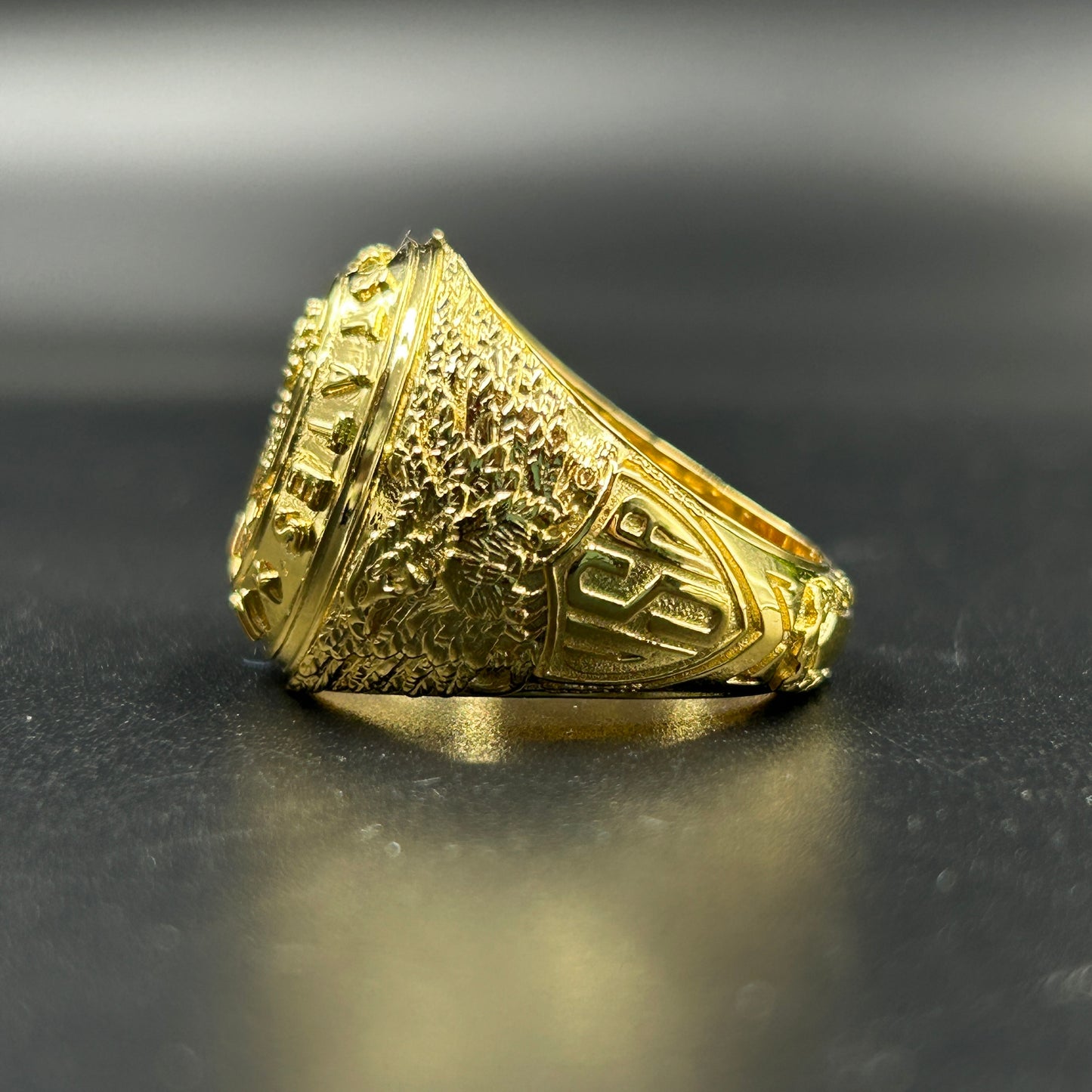 Men's Silver Ring - Yellow Gold Plated