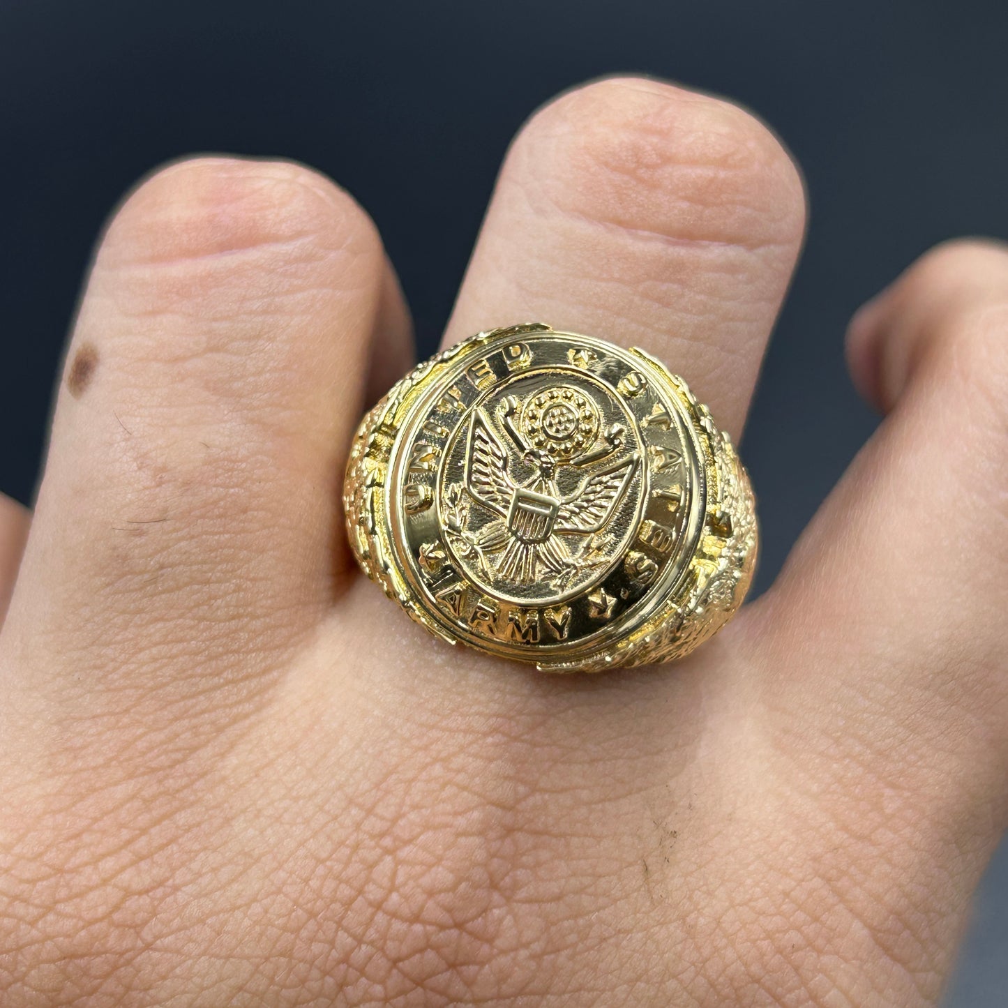 Men's Silver Ring - Yellow Gold Plated