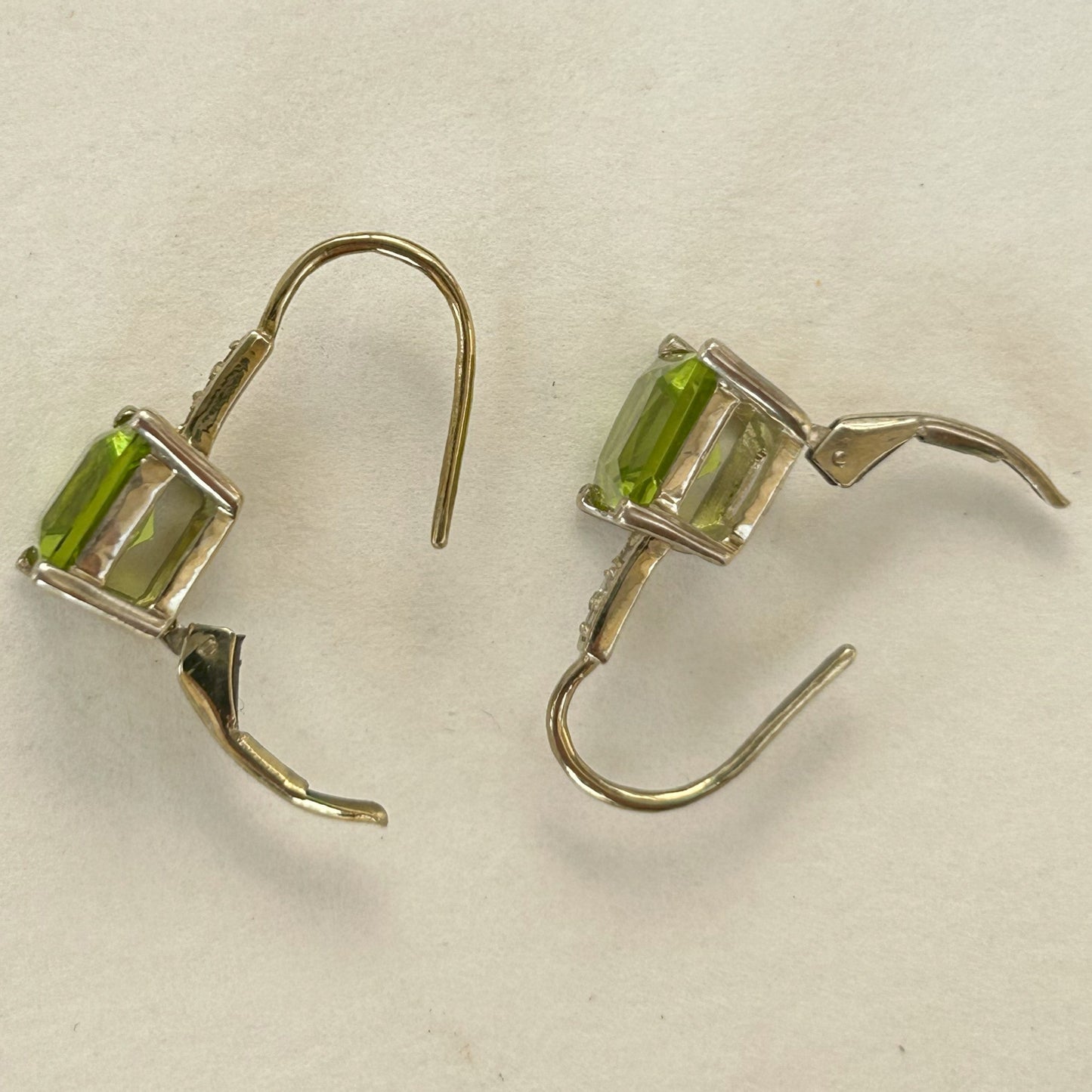 Green Peridot Earring - Silver Ziricon Earring
