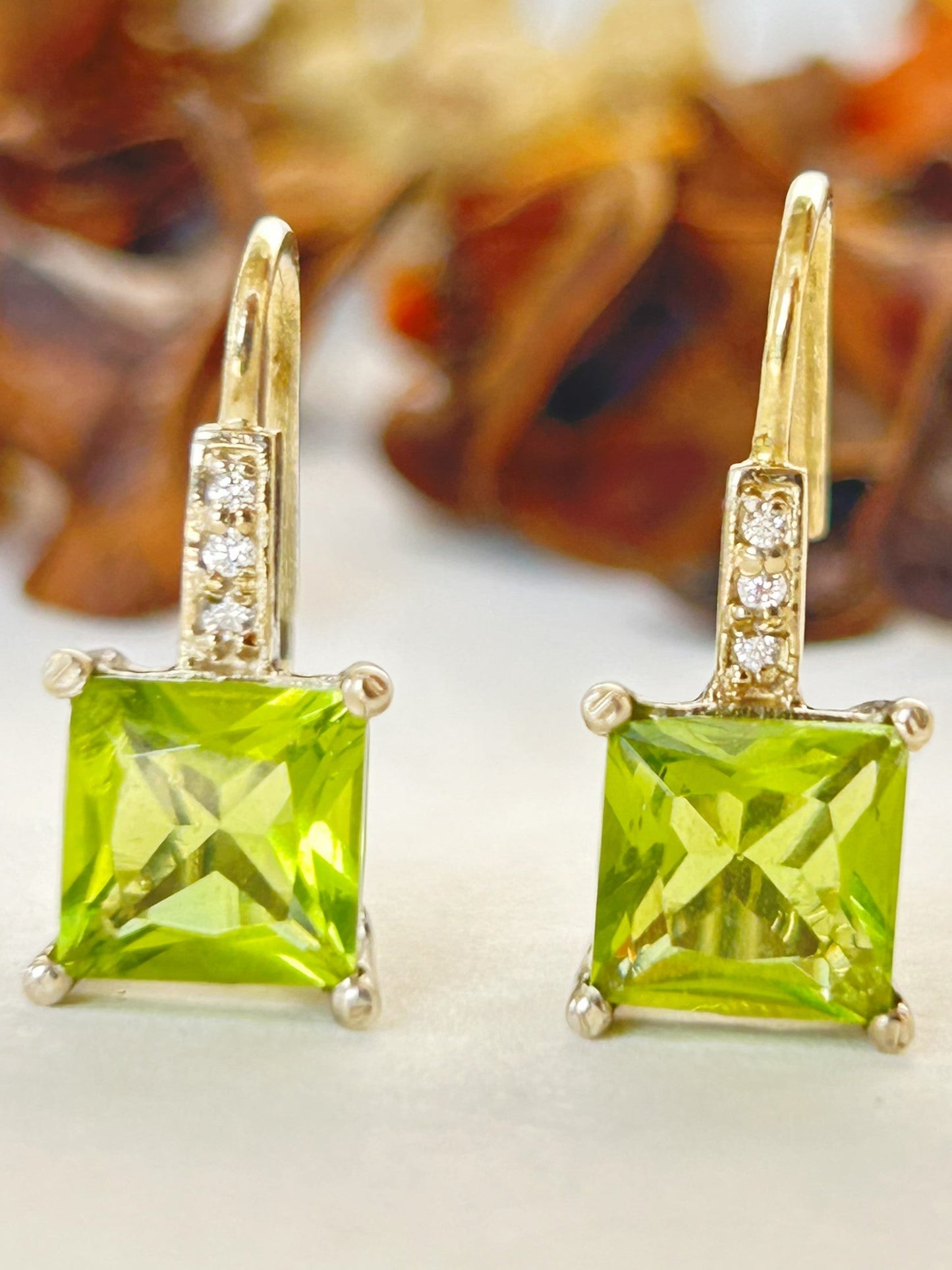 Green Peridot Earring - Silver Ziricon Earring