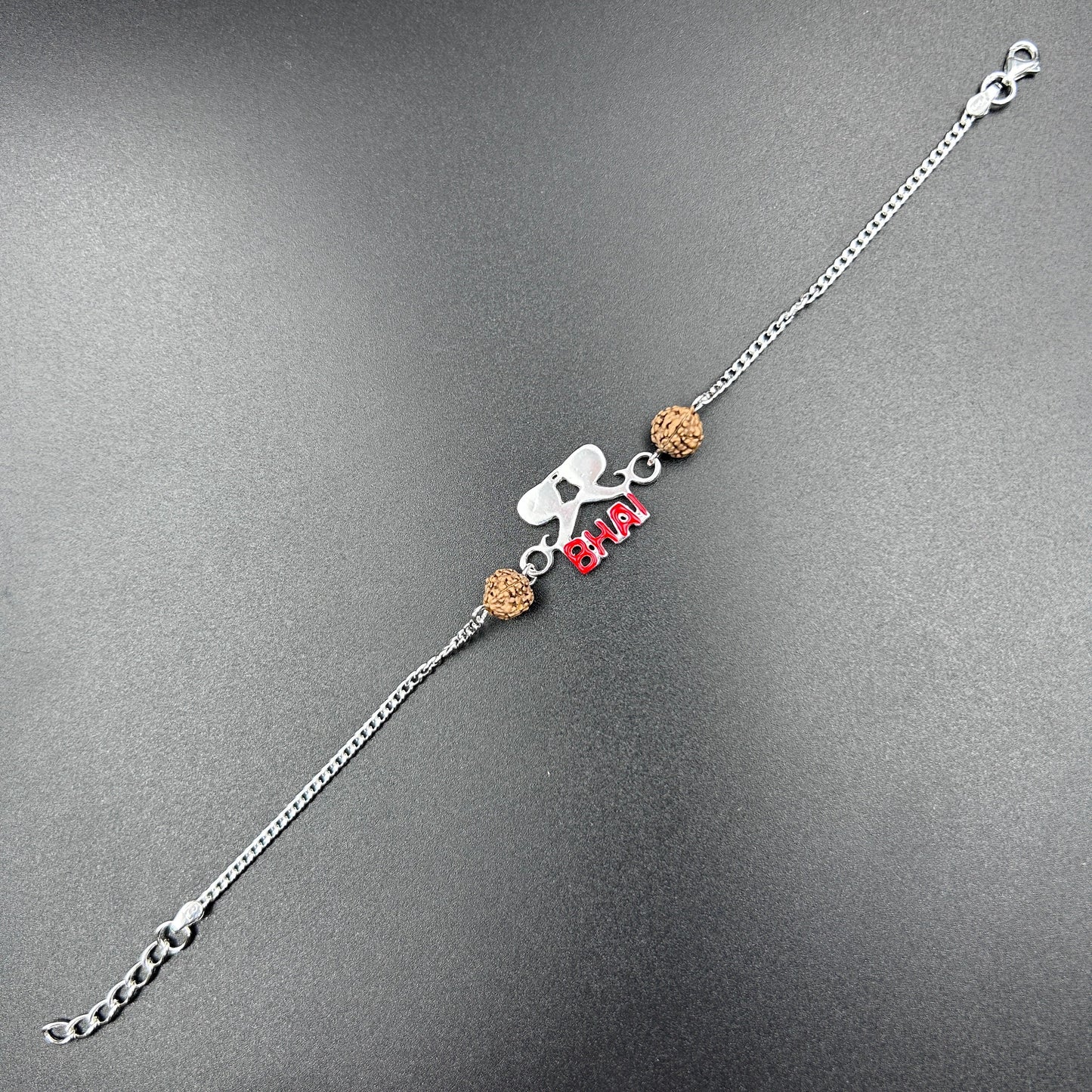 Silver Moustache BHAI Rakhi with Rudraksh