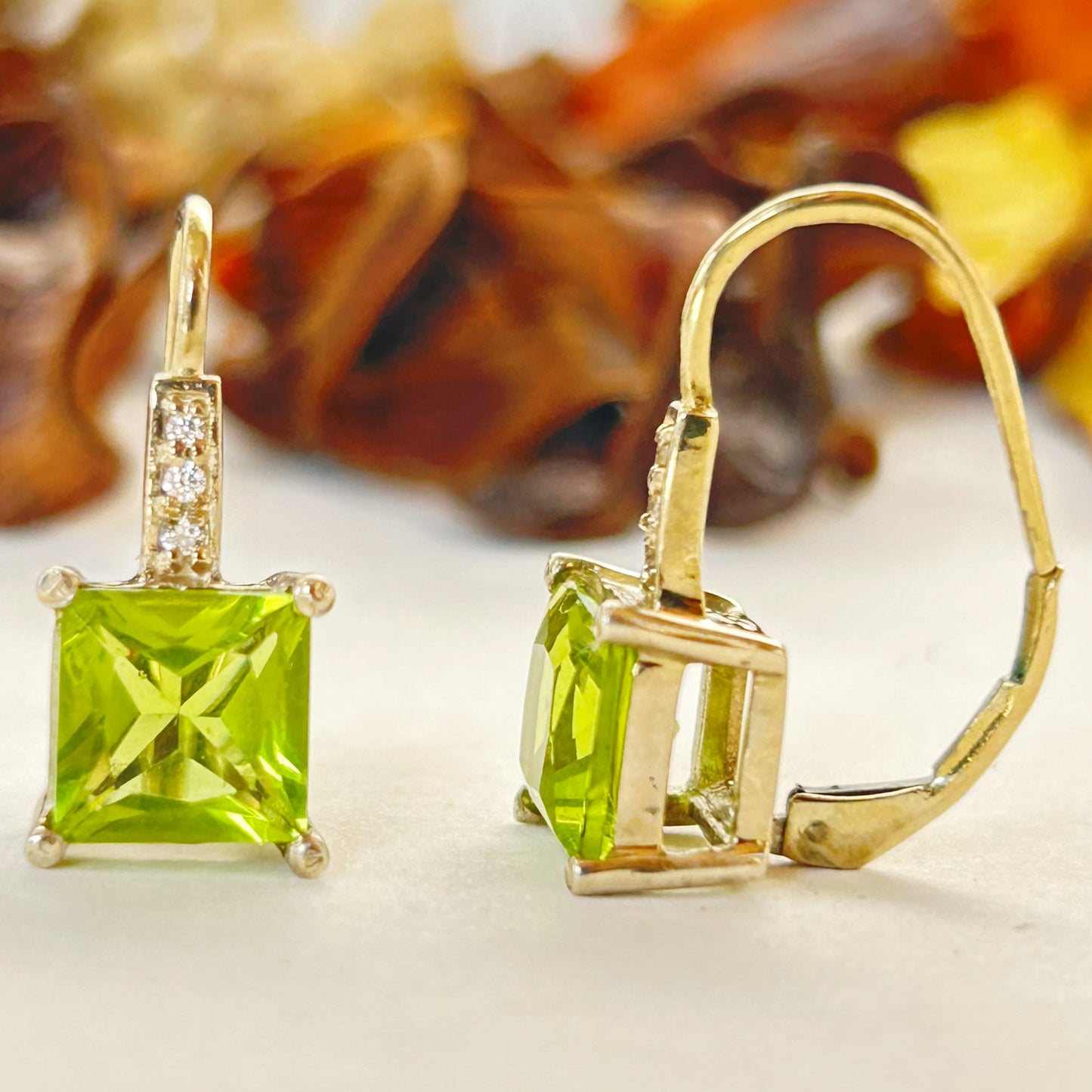 Green Peridot Earring - Silver Ziricon Earring