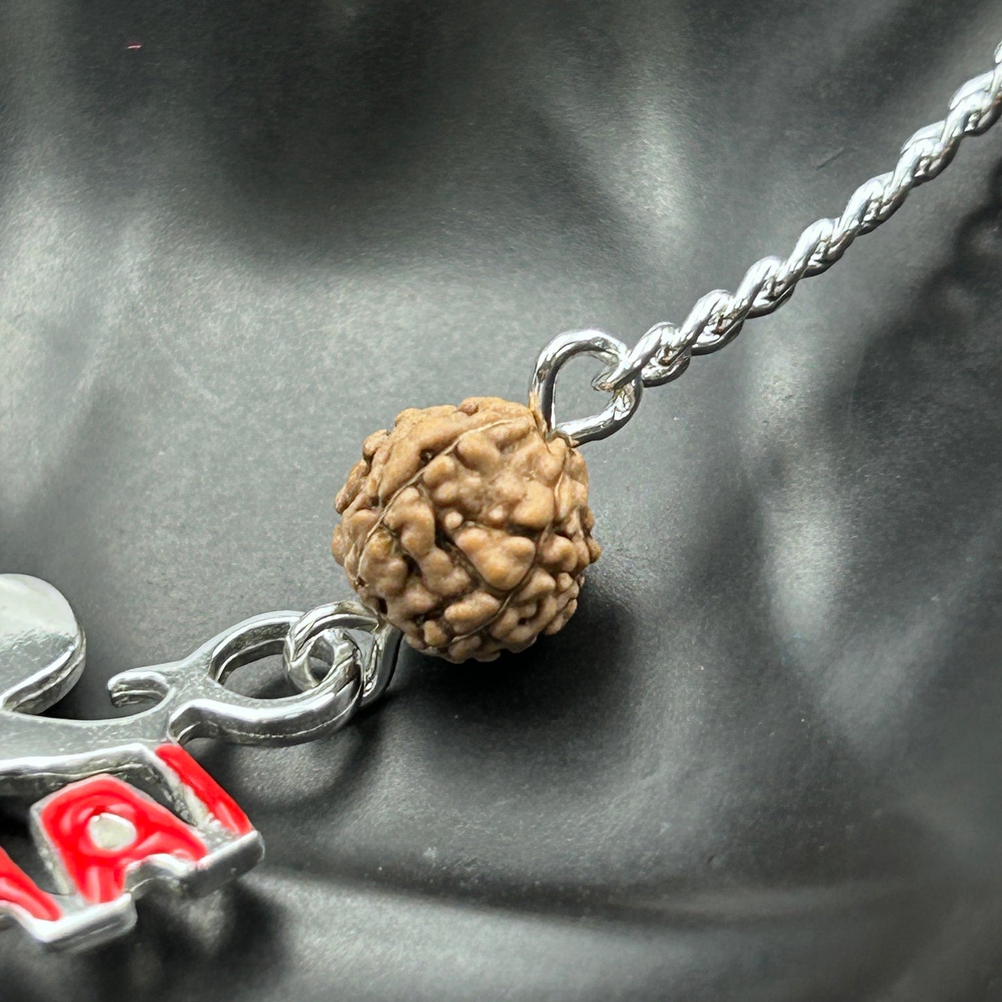 Silver Moustache BHAI Rakhi with Rudraksh