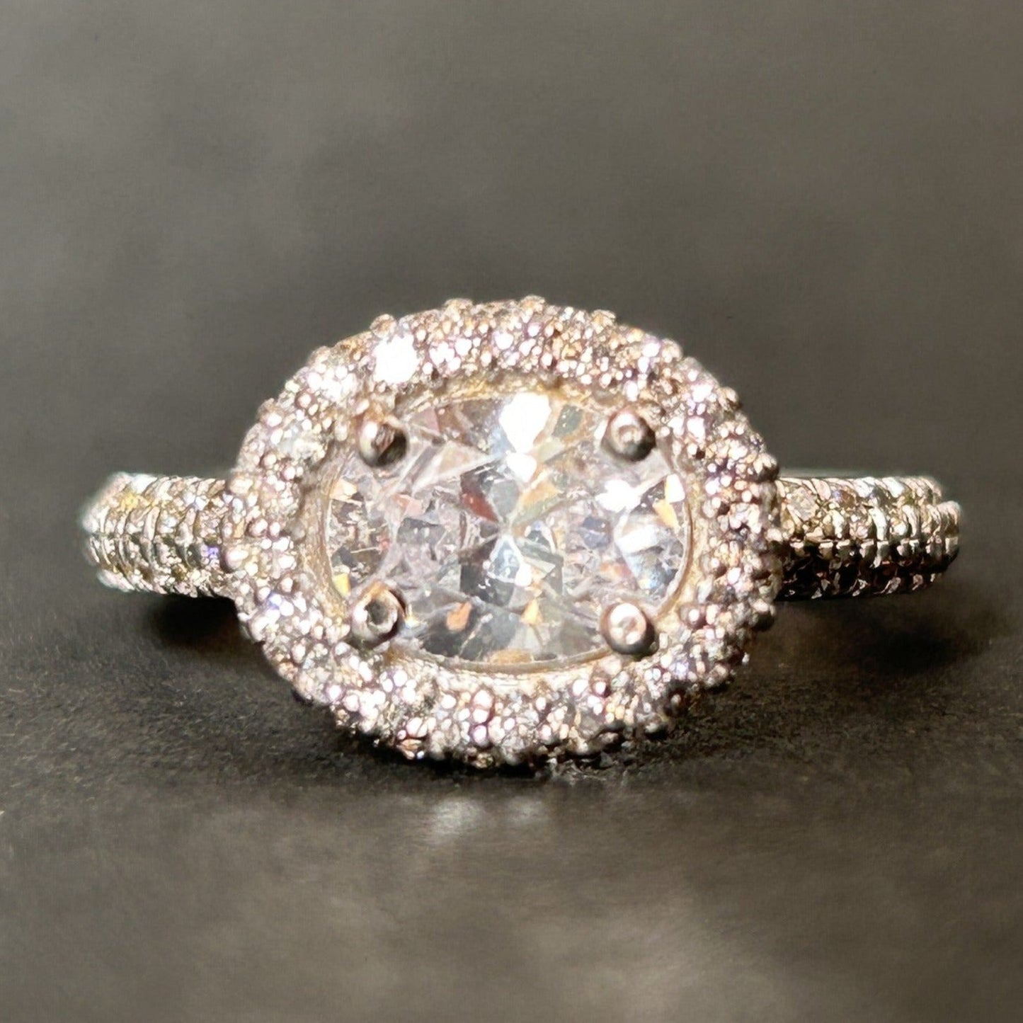 Women's Silver Ring - Oval Halo Ring