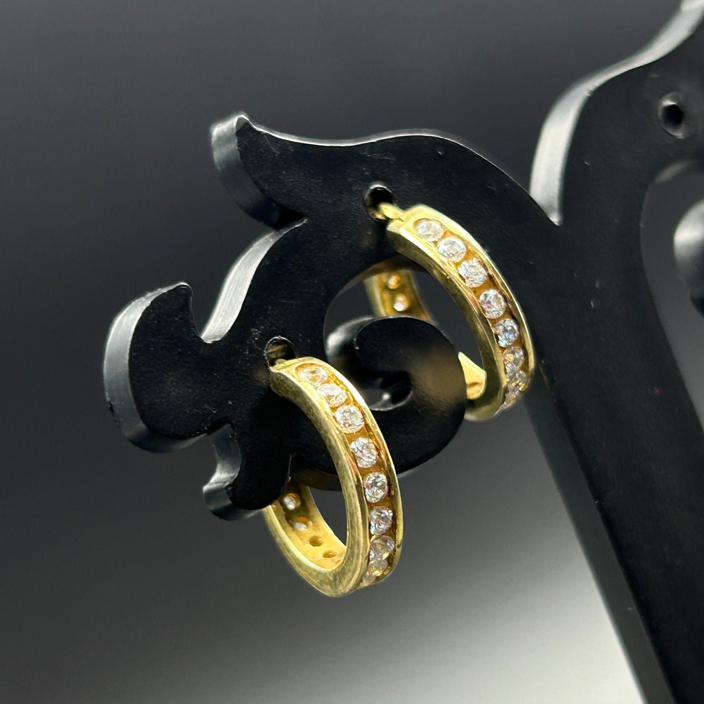 Yellow Gold Bali Earring- Silver Hoops