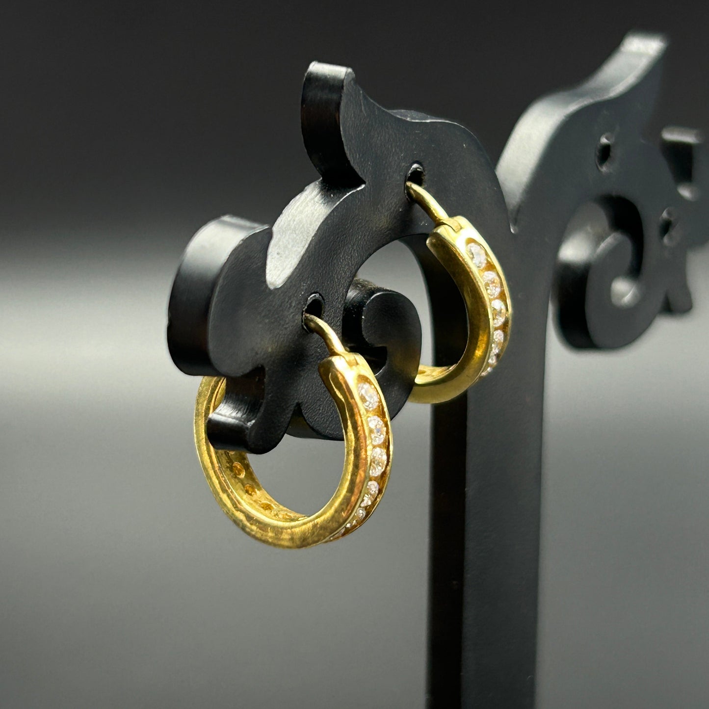 Yellow Gold Bali Earring- Silver Hoops