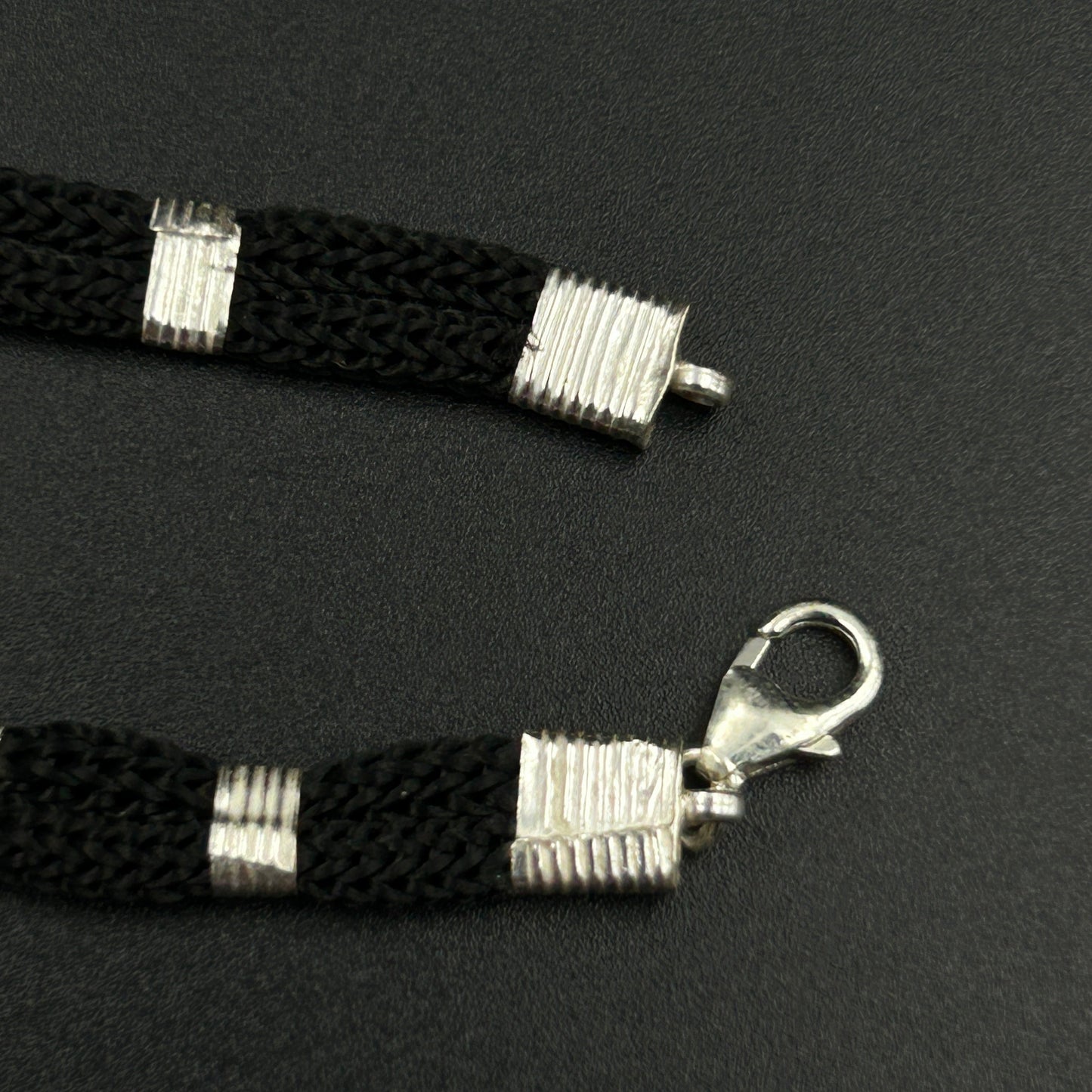 Women's Silver Anklet - Black Thread Anklet