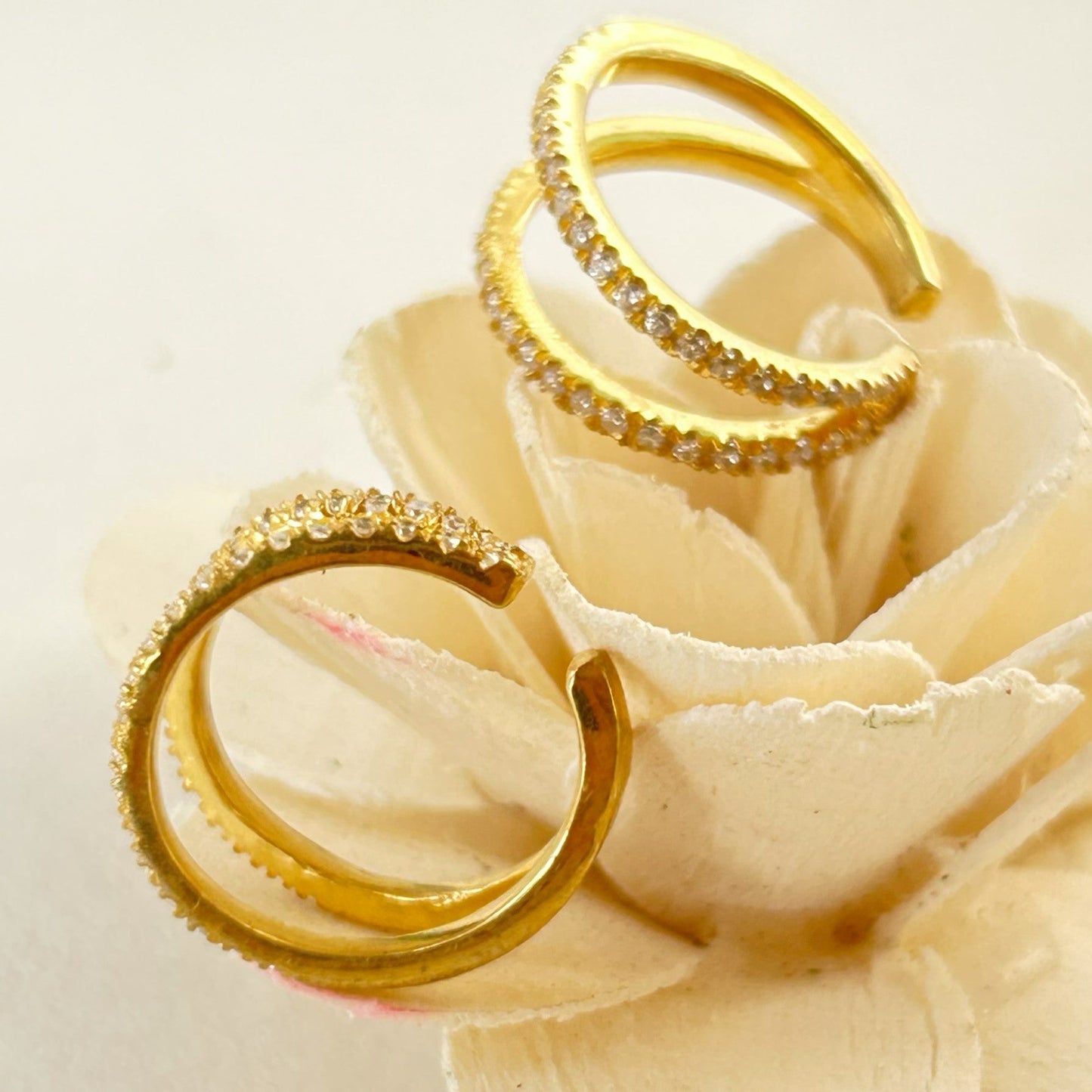 Yellow Gold Cuff Earrings - Silver Cuff Earrings