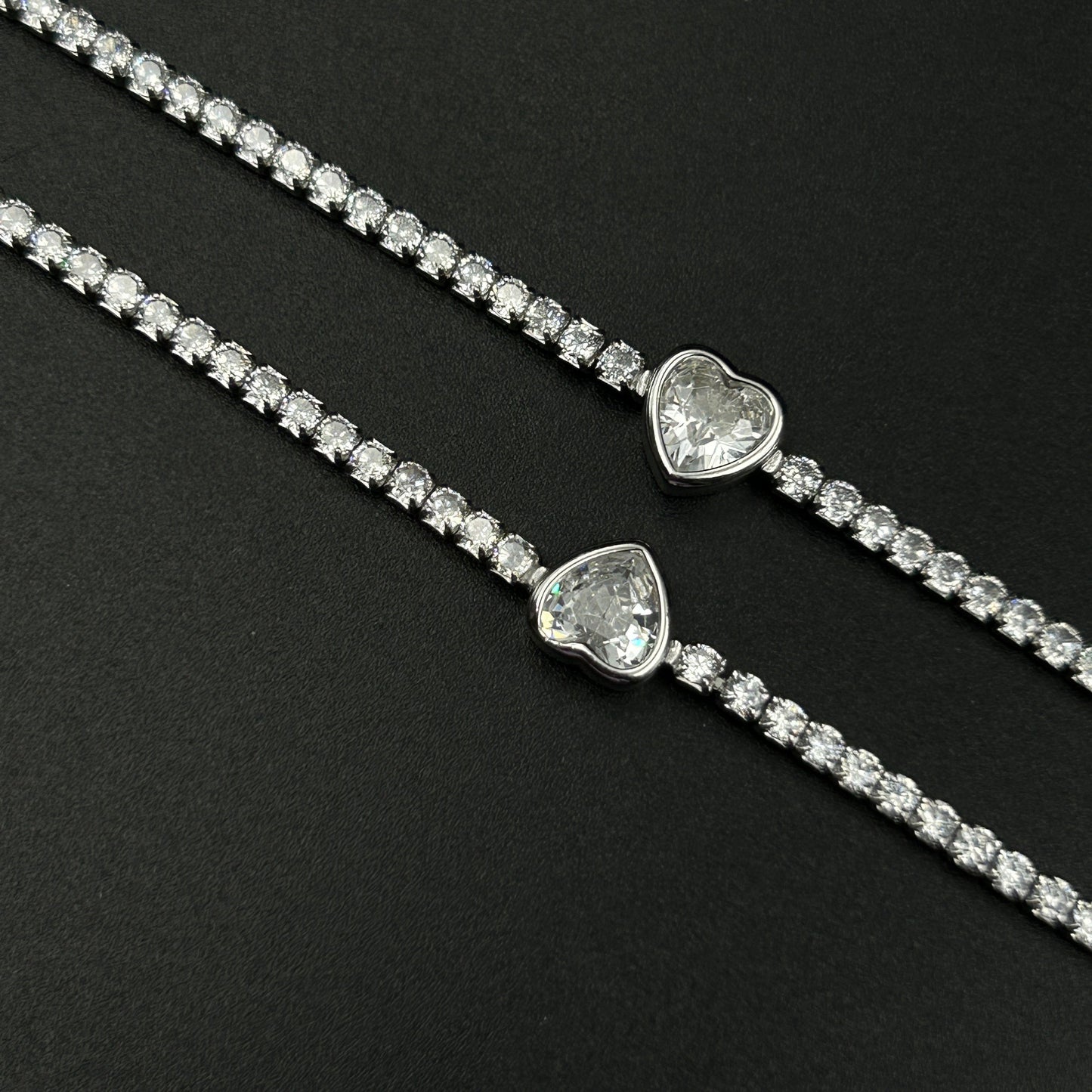 Solitaire Heart Anklet - Silver Payal