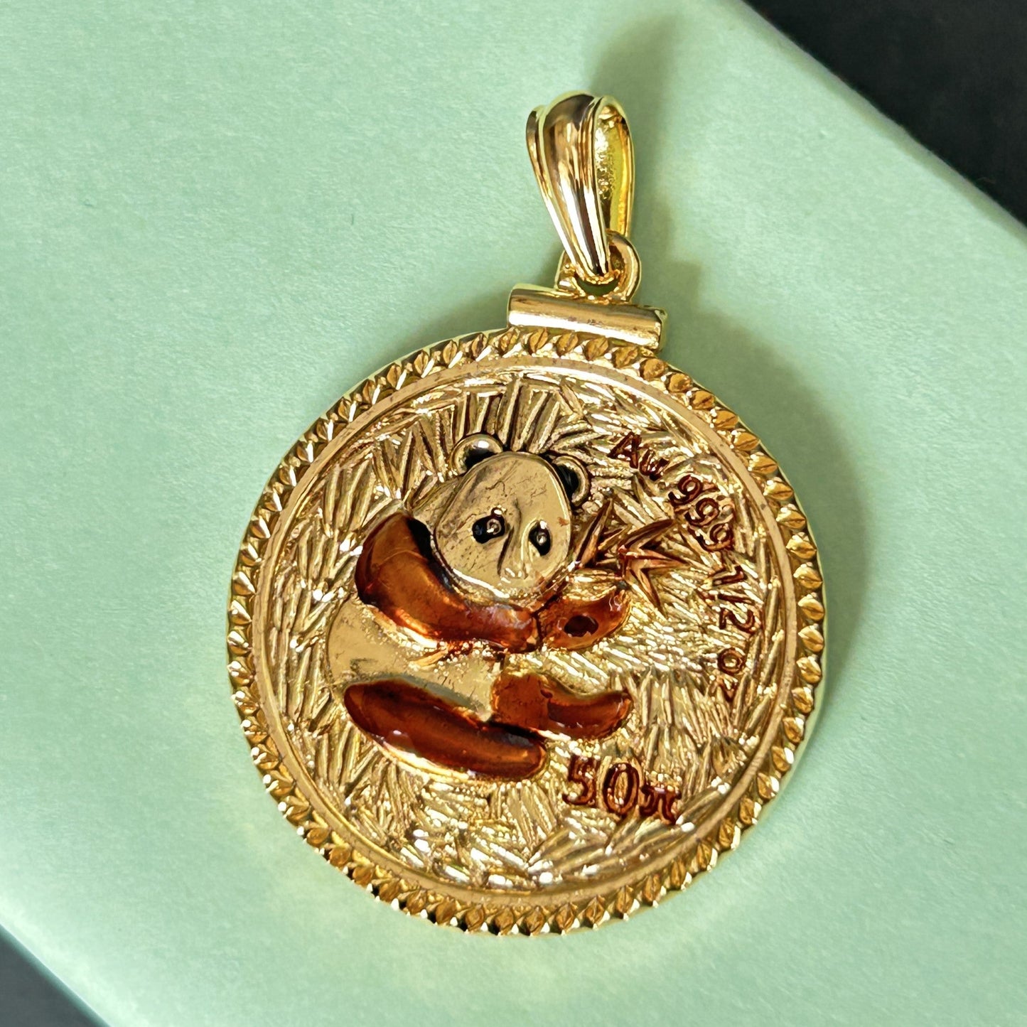 Vintage Yuan Panda Coin Pendant - Silver Pendant