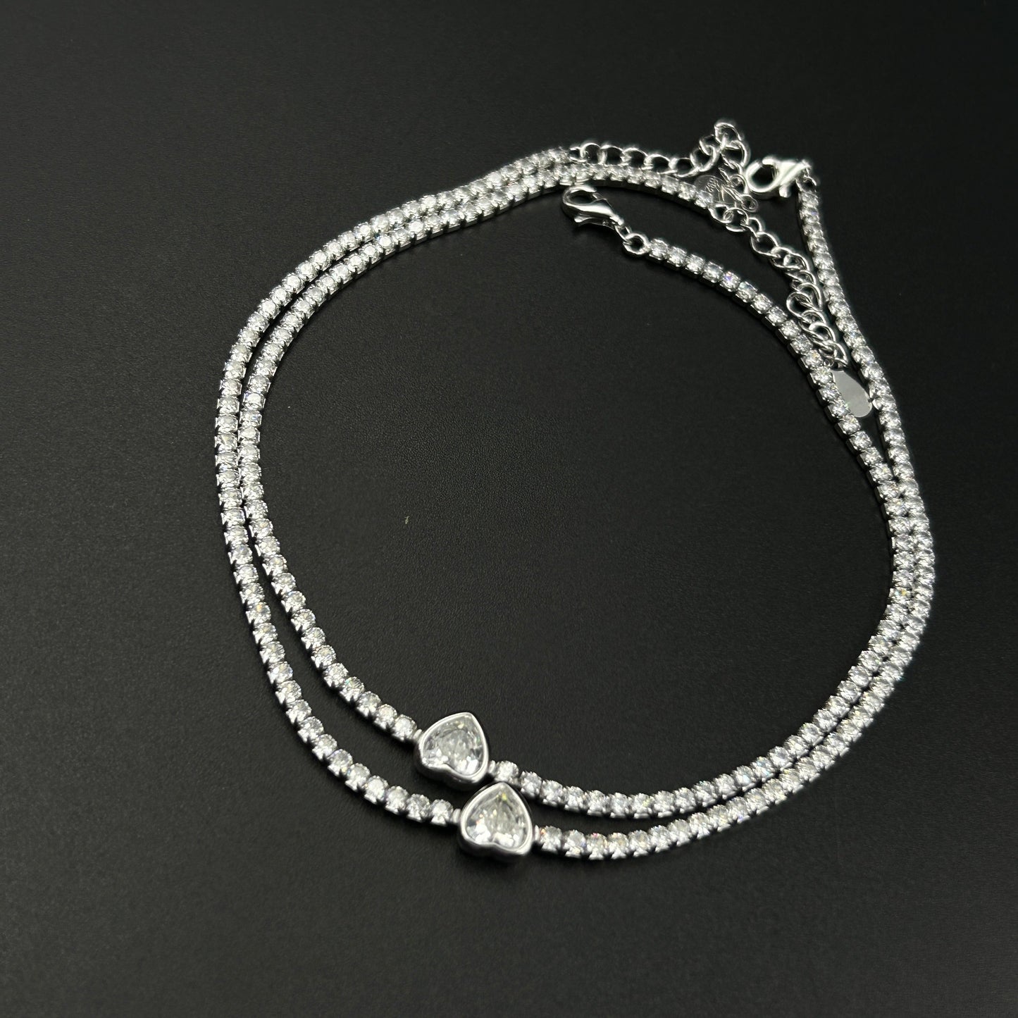 Solitaire Heart Anklet - Silver Payal