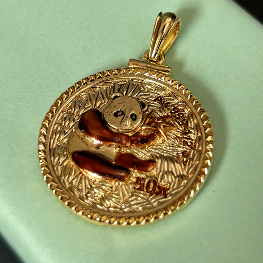 Vintage Yuan Panda Coin Pendant - Silver Pendant