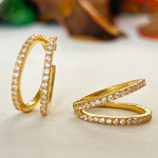 Yellow Gold Cuff Earrings - Silver Cuff Earrings