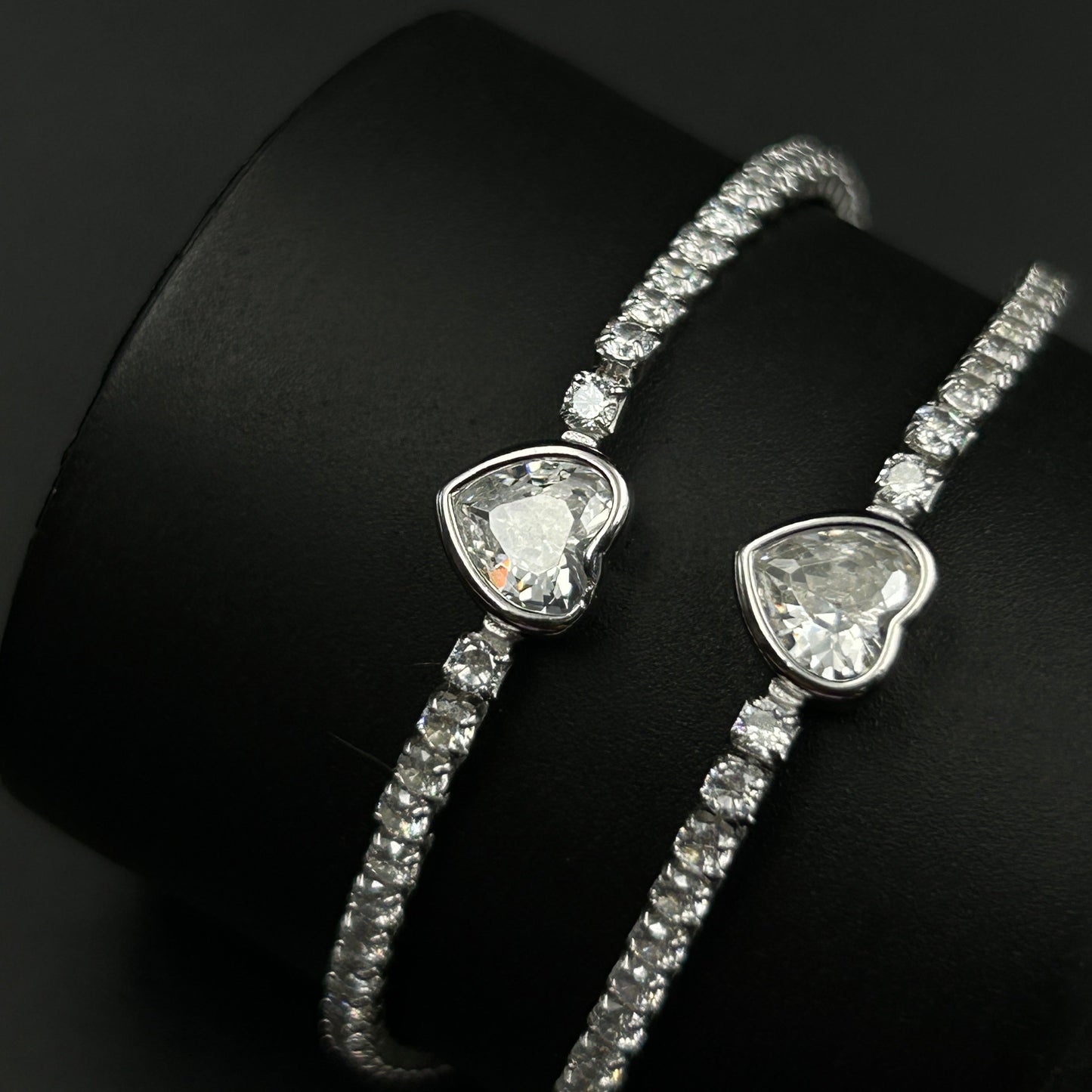 Solitaire Heart Anklet - Silver Payal