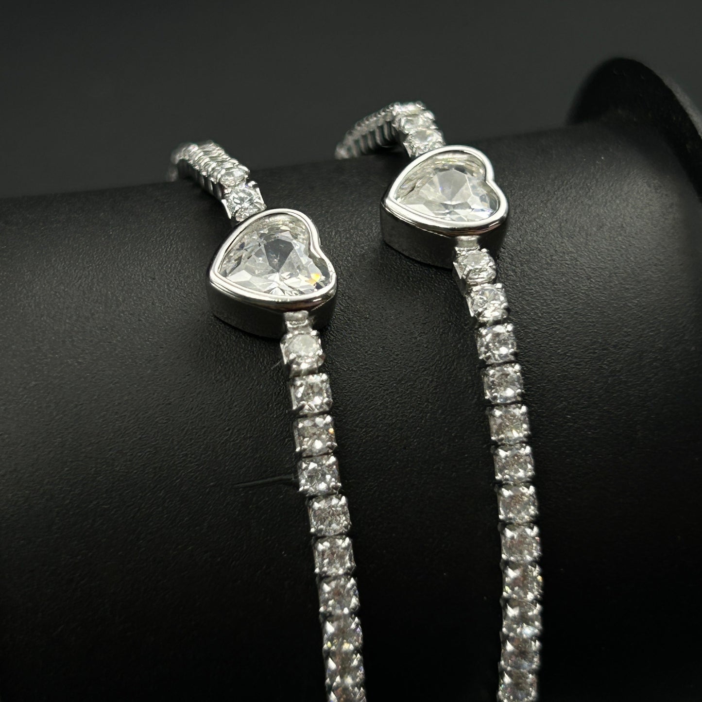 Solitaire Heart Anklet - Silver Payal