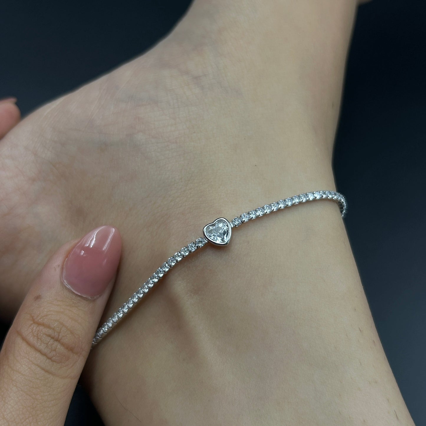 Solitaire Heart Anklet - Silver Payal