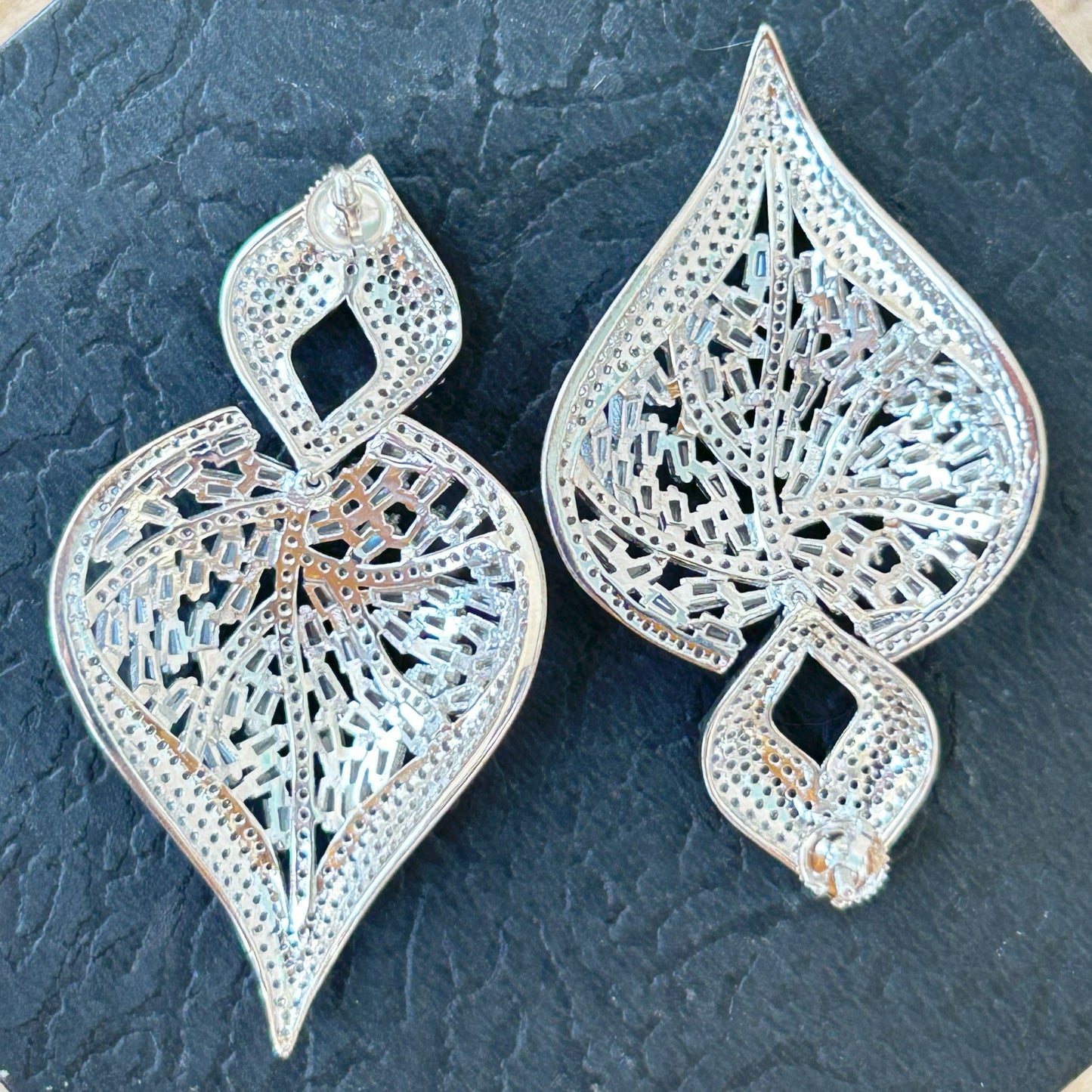 The Leaf Earring - Silver Zircon Earring