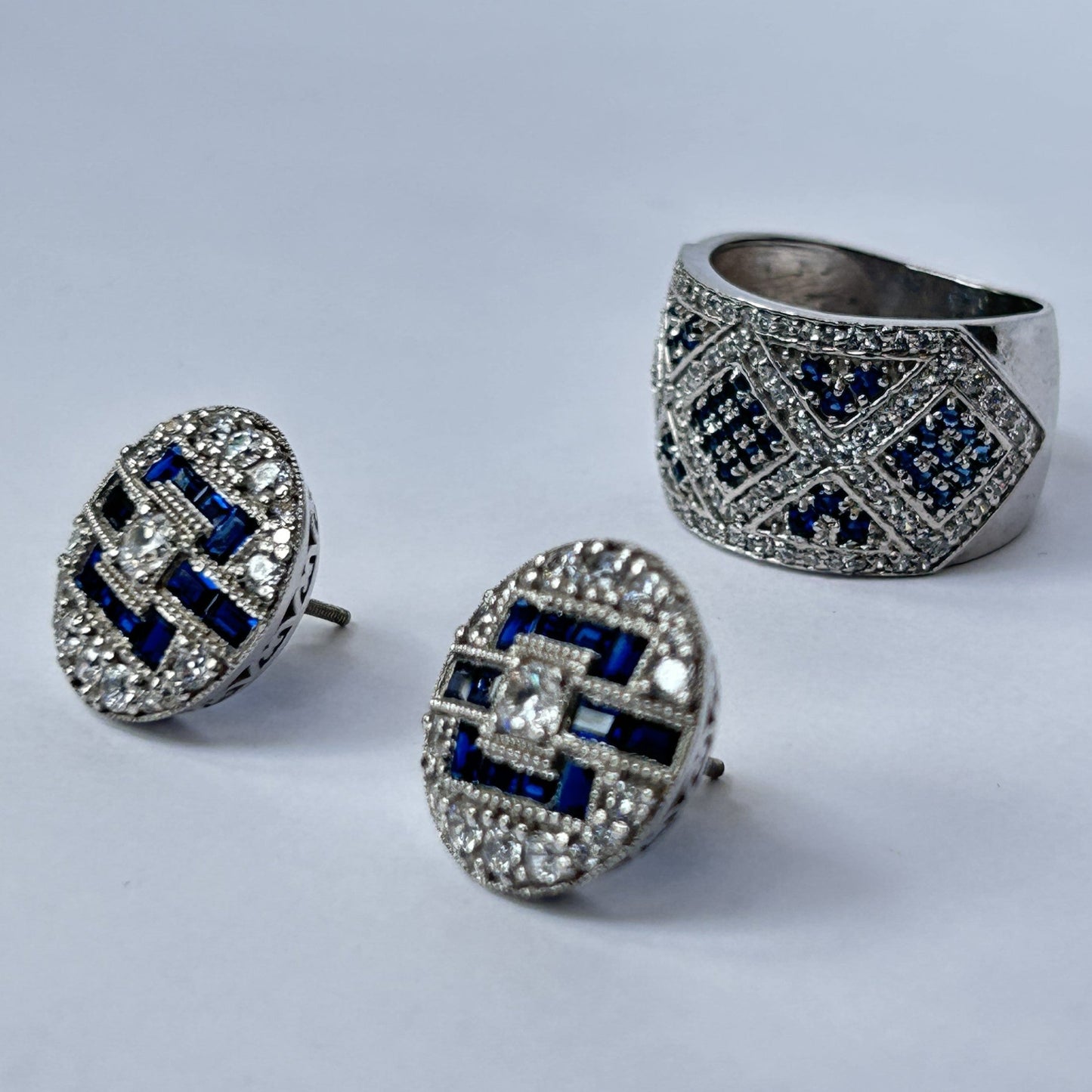 Women's Silver Ring - Blue Sapphire Vintage Ring