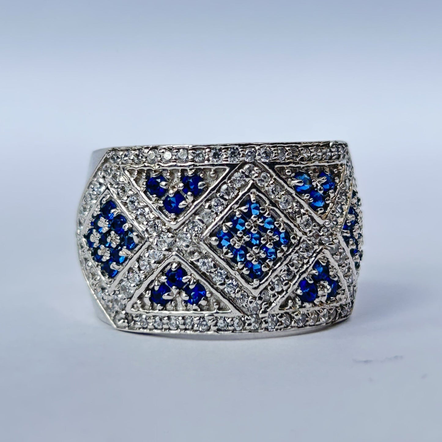 Women's Silver Ring - Blue Sapphire Vintage Ring