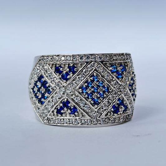 Women's Silver Ring - Blue Sapphire Vintage Ring