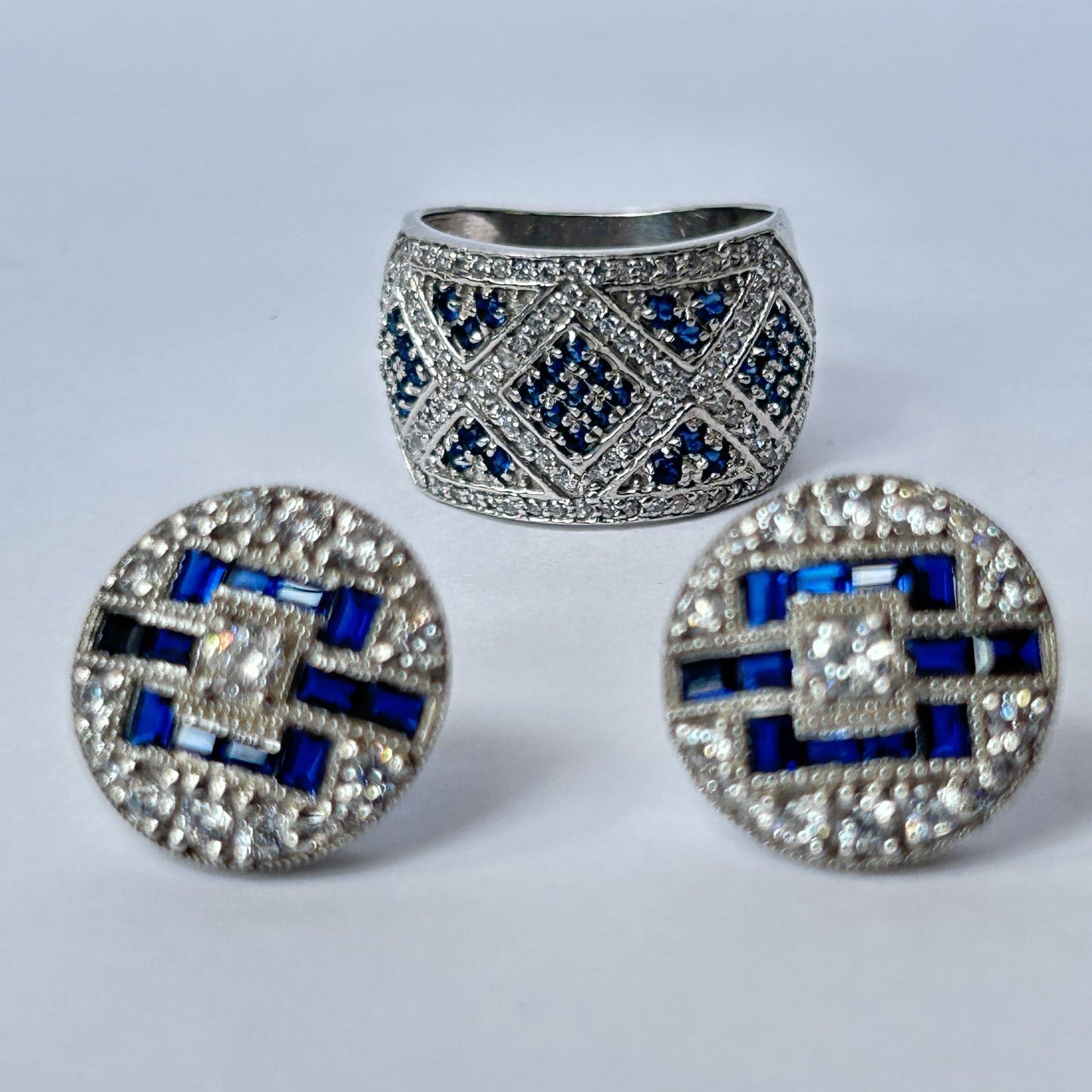 Women's Silver Ring - Blue Sapphire Vintage Ring