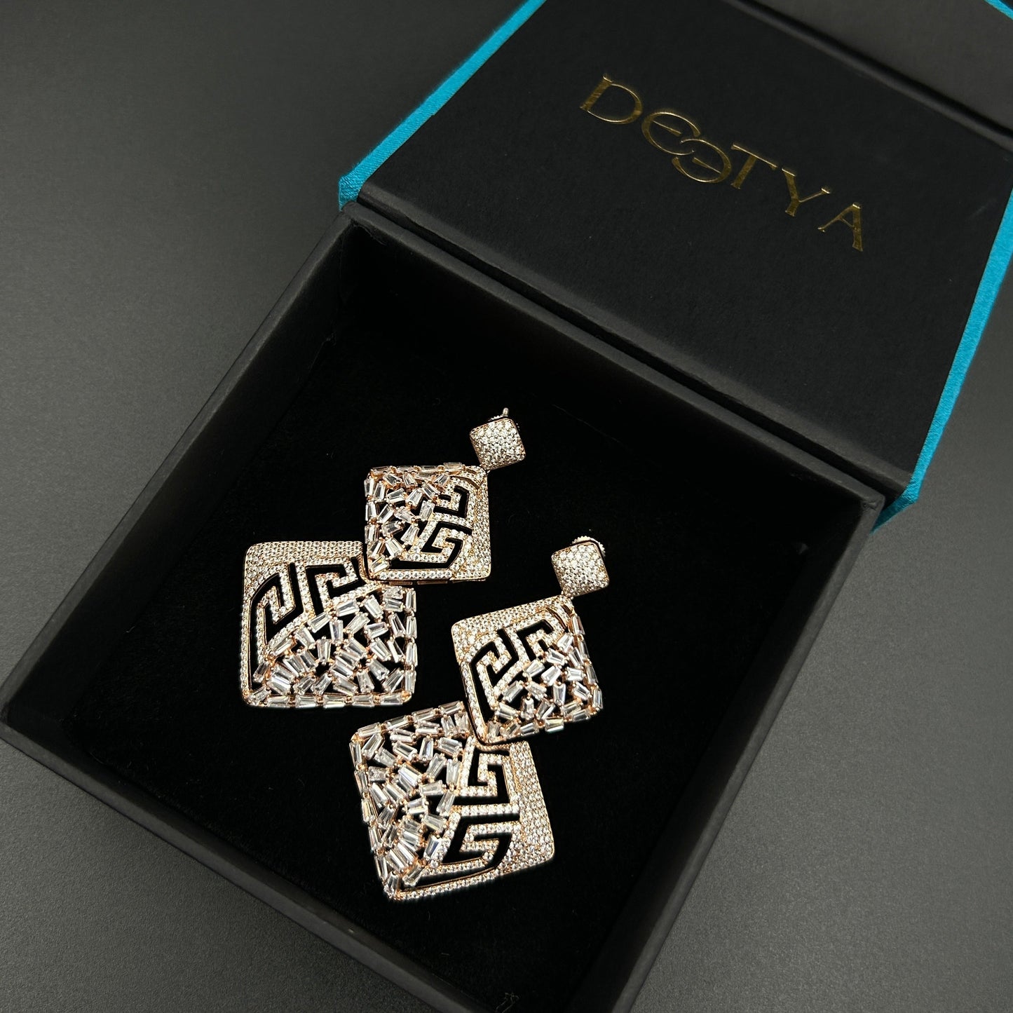 Rose Gold Baguette cut Earring - Silver Earring