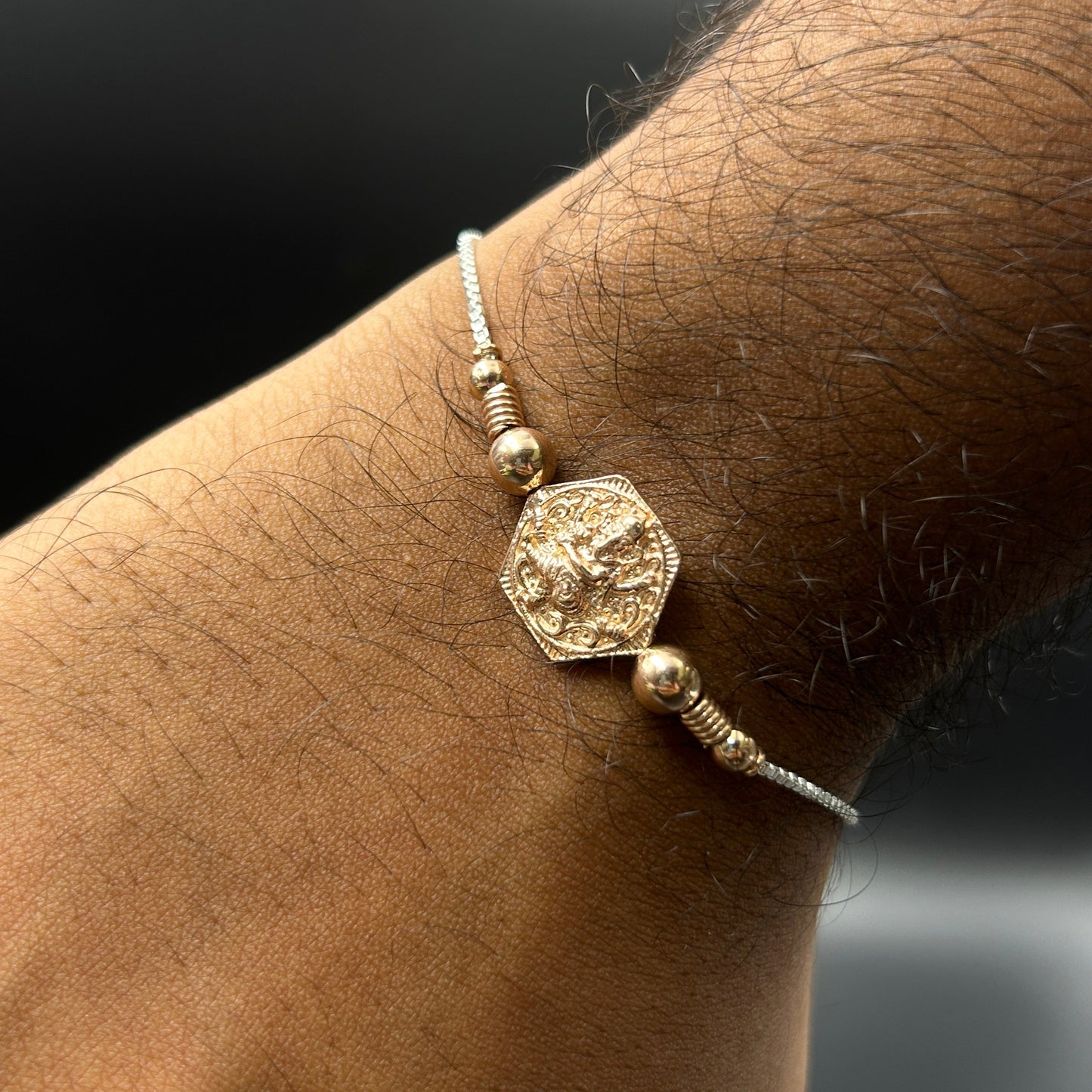 Rose Gold Ganesh Rakhi without Rudraksha