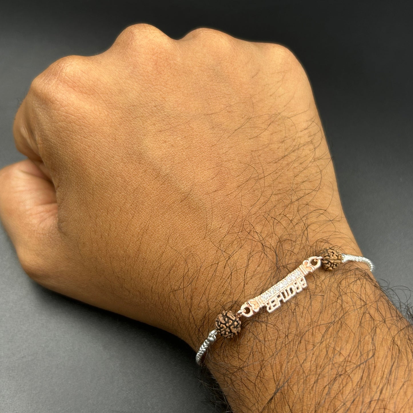 92.5 Silver Rakhi - BROTHER Rakhi with Rudraksh