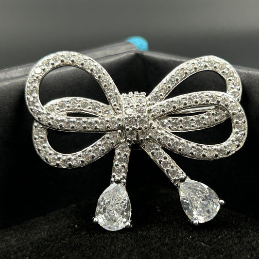 Women's Silver BOW Brooch - Silver Saree Pin Brooch