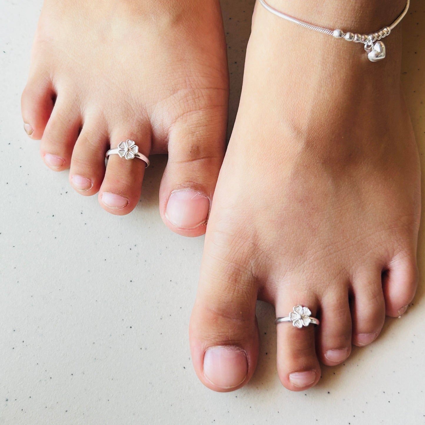 Silver Flower Toe Ring - Sterling Silver Toe Rings