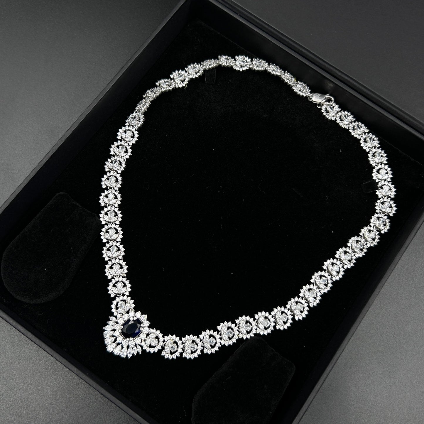 Blue Sapphire Necklace - Pure Silver