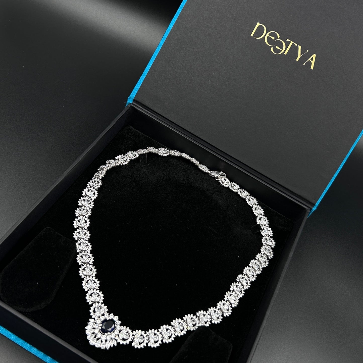 Blue Sapphire Necklace - Pure Silver