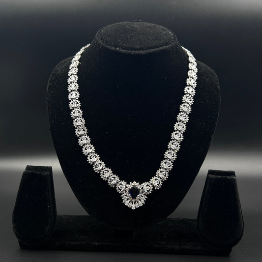 Blue Sapphire Necklace - Pure Silver