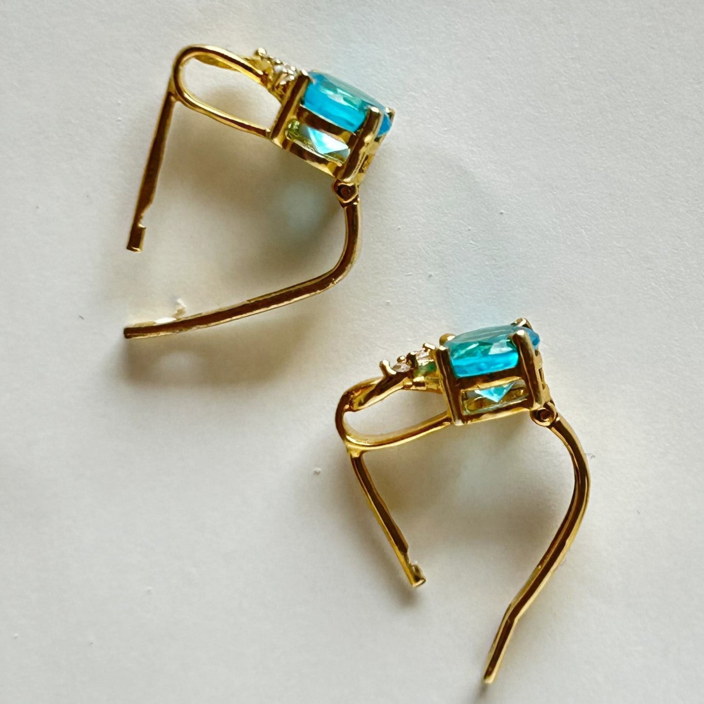 Blue Aquamarine Diamond Earring - Silver Earring