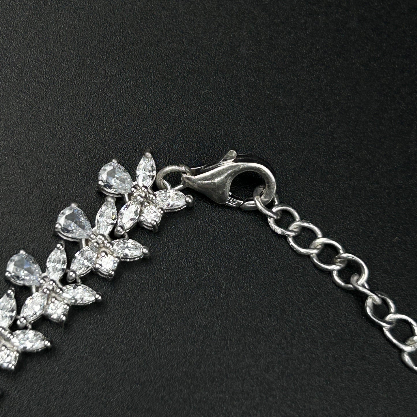 Women's Floral Blue Sapphire Necklace  - Pure Silver