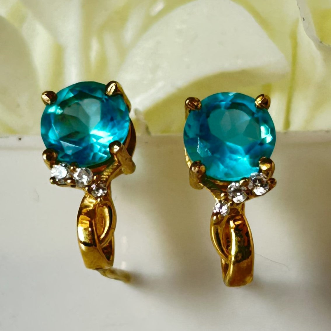 Blue Aquamarine Diamond Earring - Silver Earring