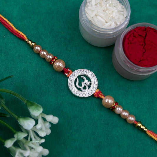 Pure Silver OM Rakhi - Thread Rakhi