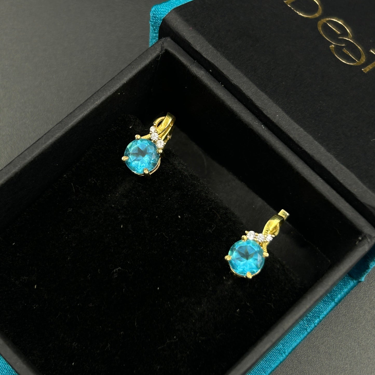 Blue Aquamarine Diamond Earring - Silver Earring